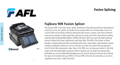 Fujikura 90R Fusion Splicer Spec Sheet