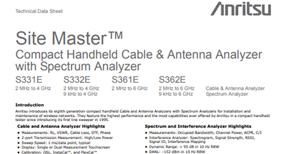 Anritsu S332E-10 Spec Sheet
